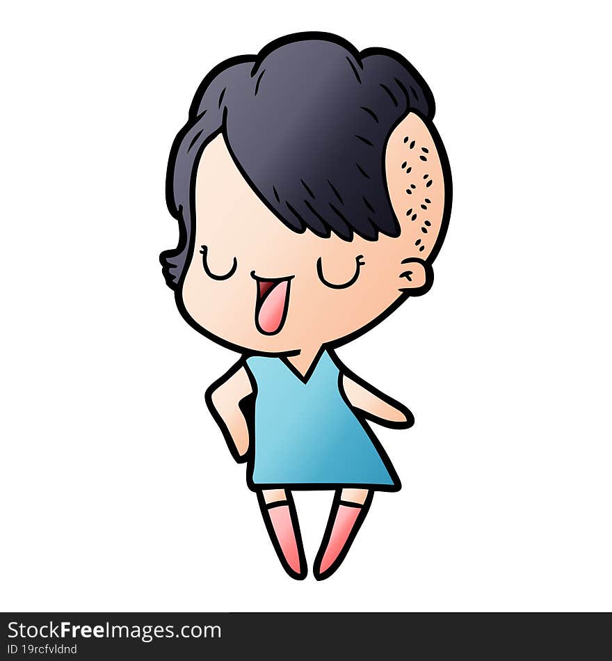 cute cartoon girl with hipster haircut. cute cartoon girl with hipster haircut