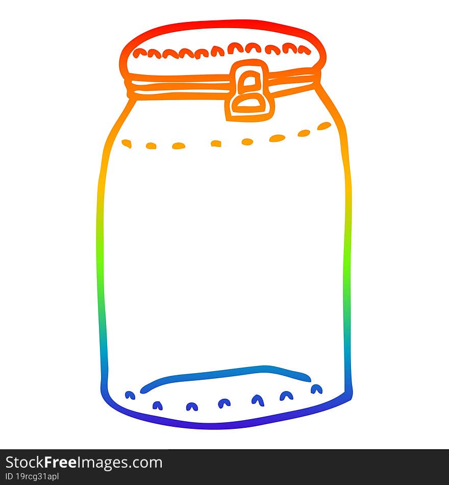 rainbow gradient line drawing of a cartoon glass jar