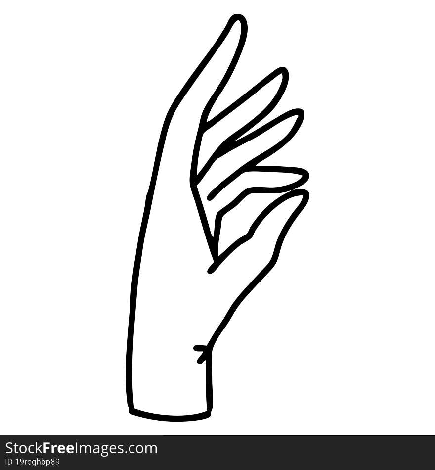 tattoo in black line style of a hand. tattoo in black line style of a hand