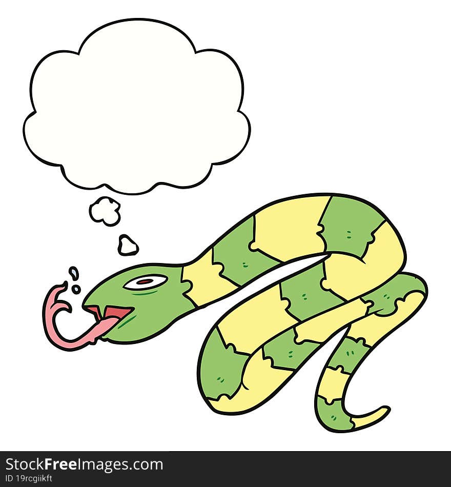 cartoon hissing snake and thought bubble