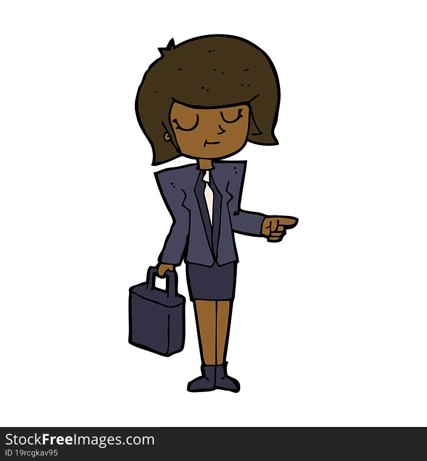 cartoon businesswoman pointing