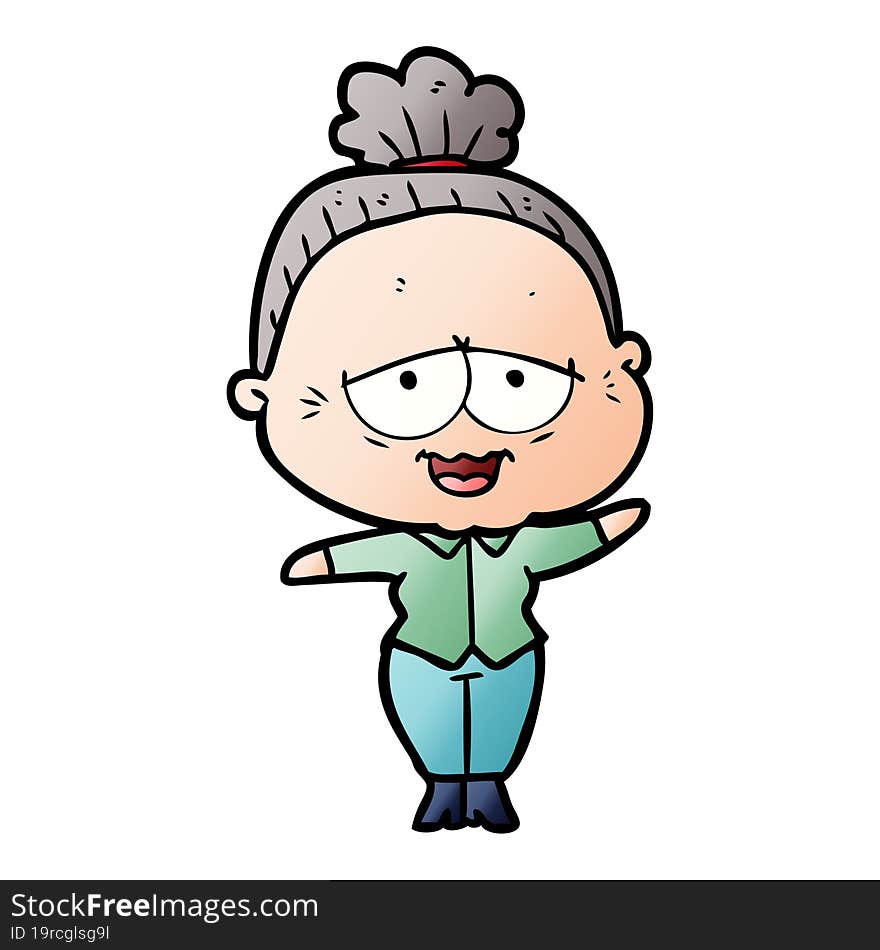 cartoon happy old lady. cartoon happy old lady