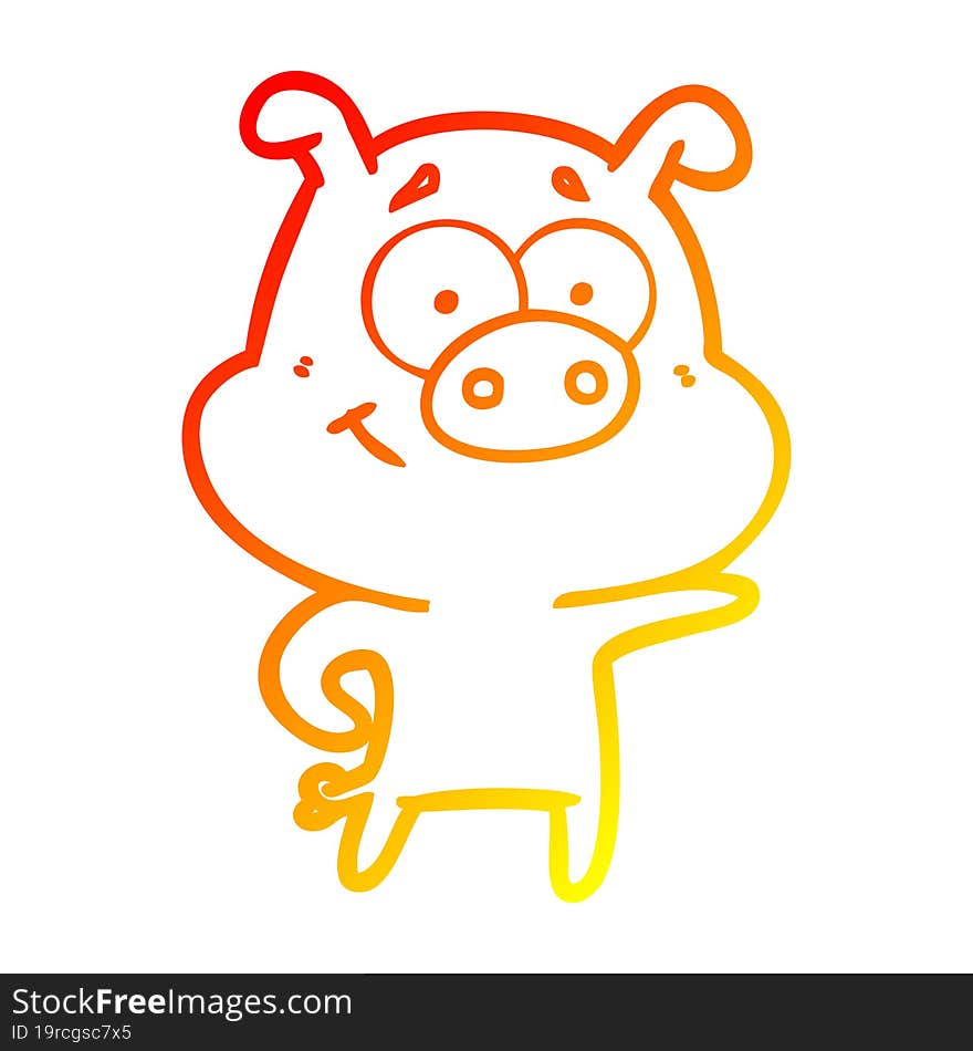 warm gradient line drawing cartoon pig pointing