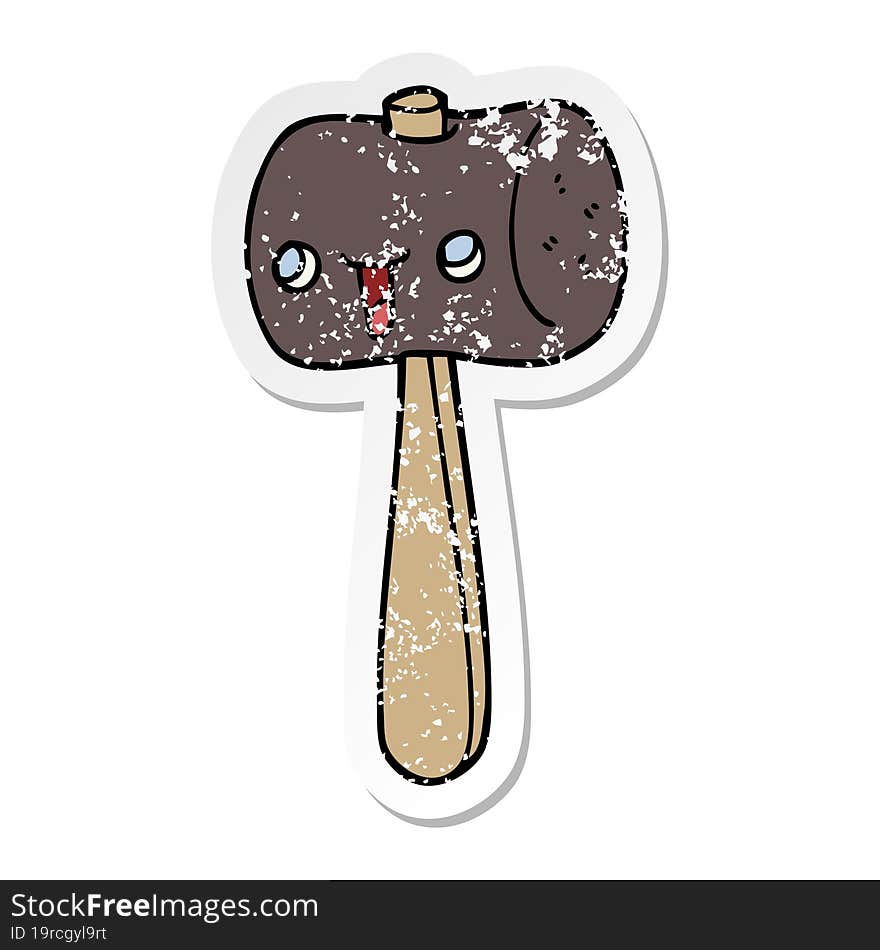 distressed sticker of a cartoon mallet