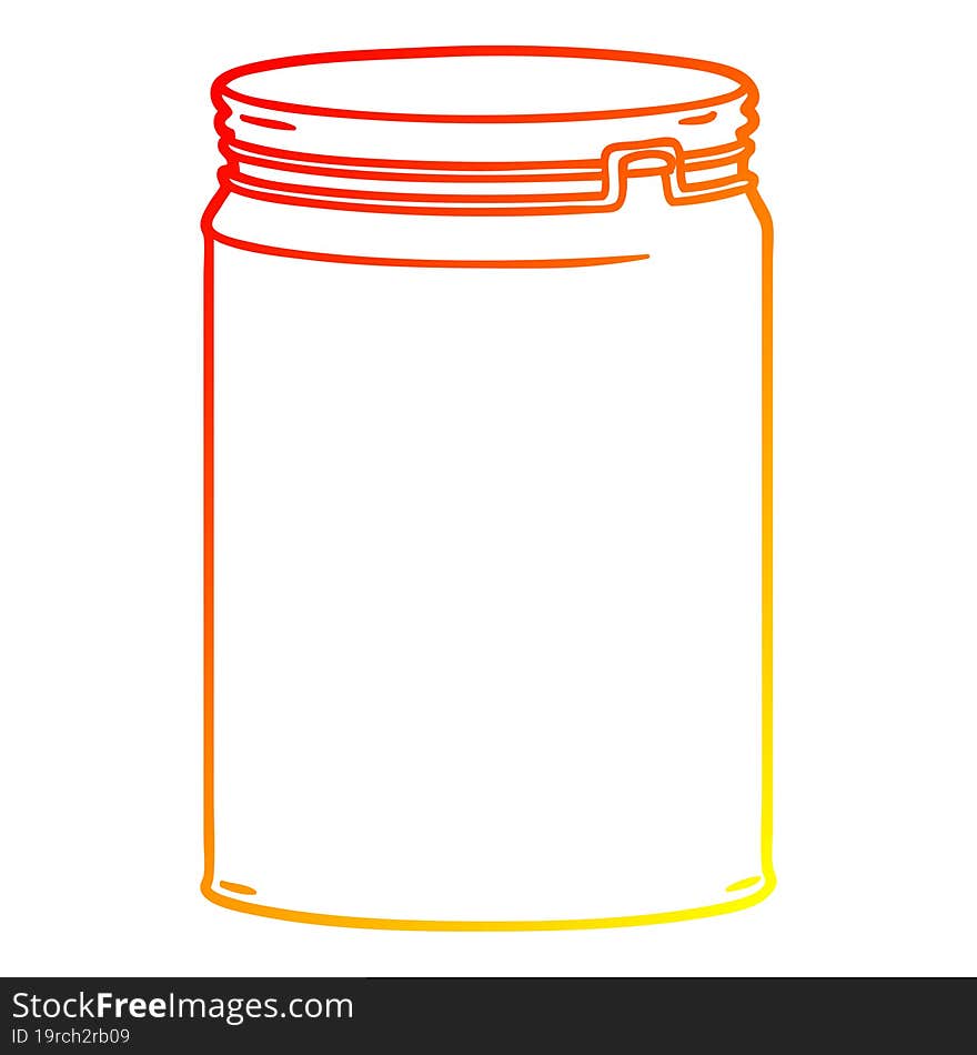 warm gradient line drawing of a cartoon empty glass jar