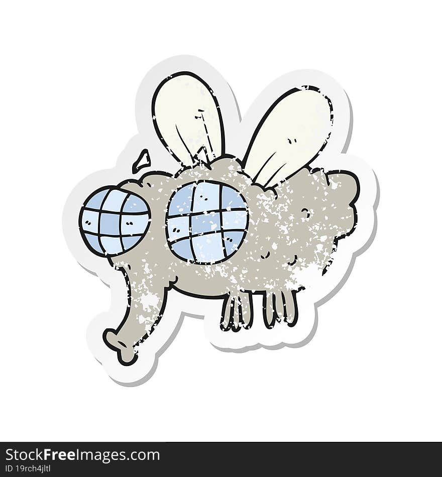 retro distressed sticker of a cartoon fly