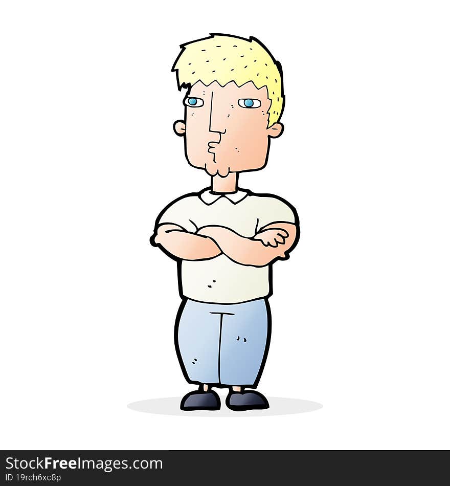 cartoon man with crossed arms