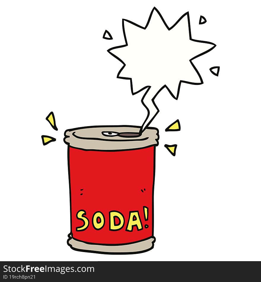 Cartoon Soda Can And Speech Bubble