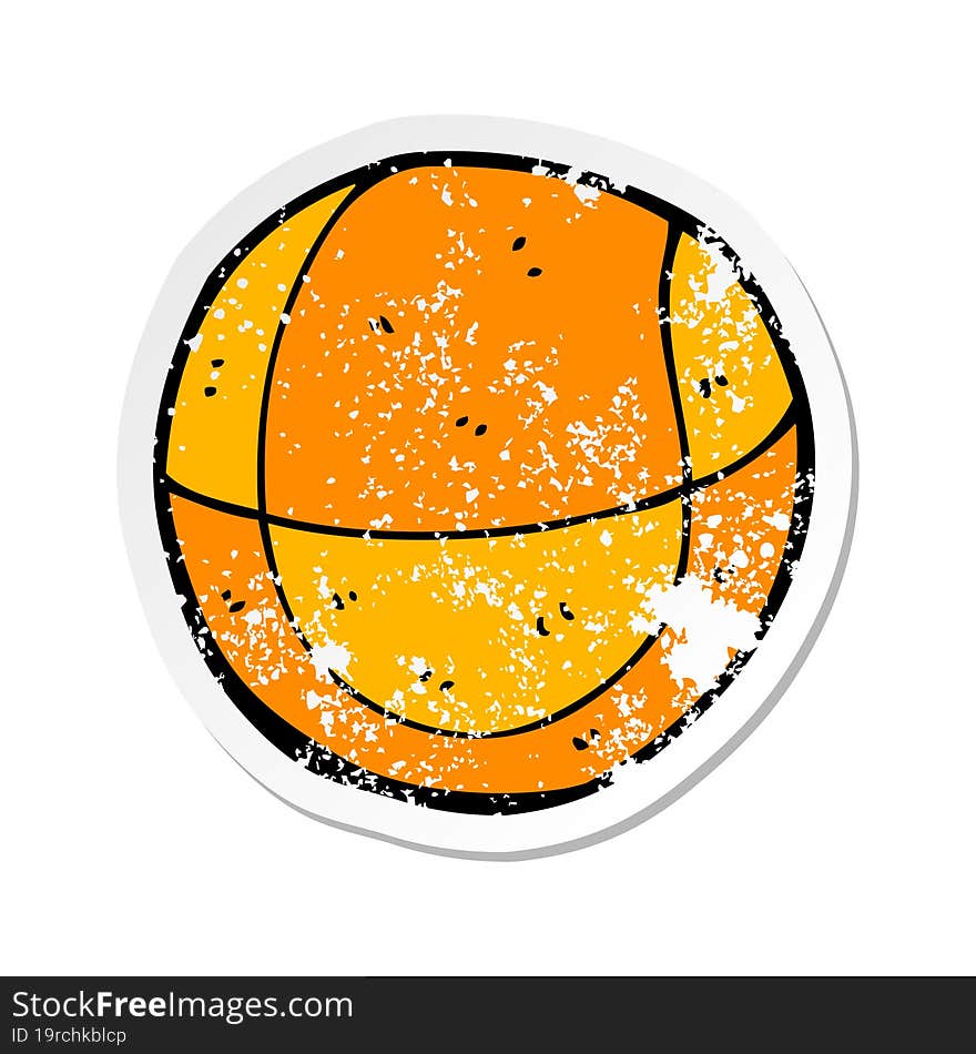 retro distressed sticker of a cartoon basketball