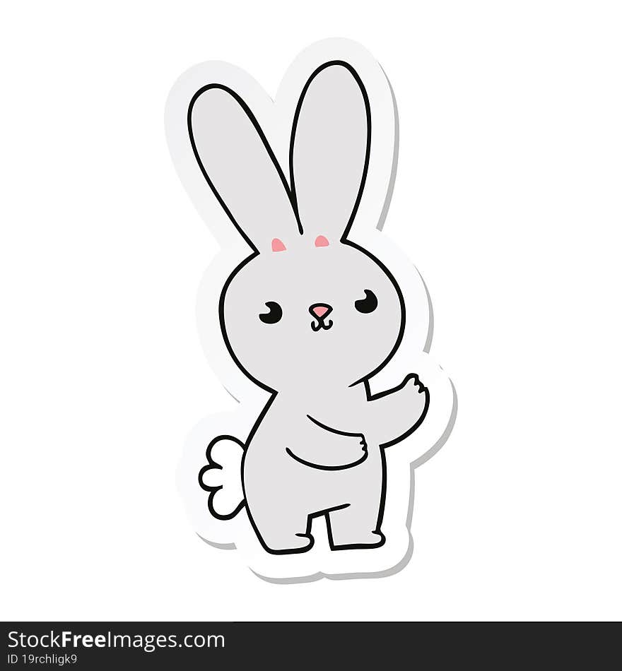 Sticker Of A Cute Cartoon Rabbit