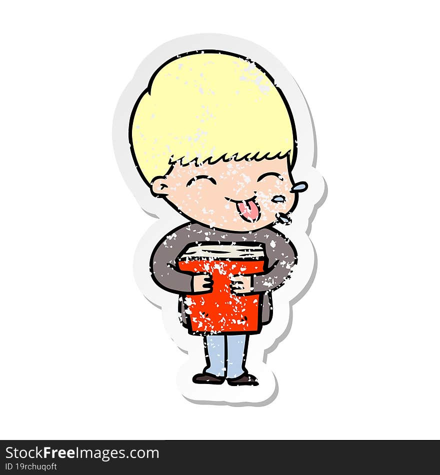 Distressed Sticker Of A Cartoon Boy