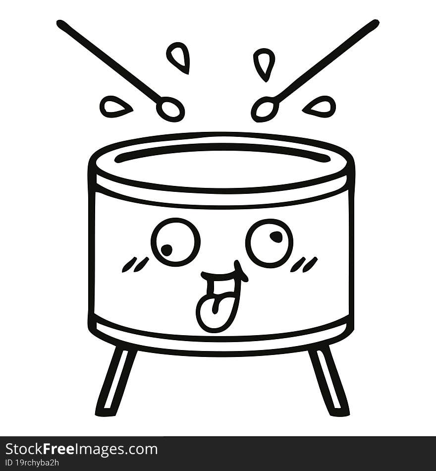 line drawing cartoon drum