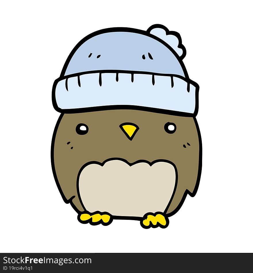 Cute Cartoon Owl In Hat