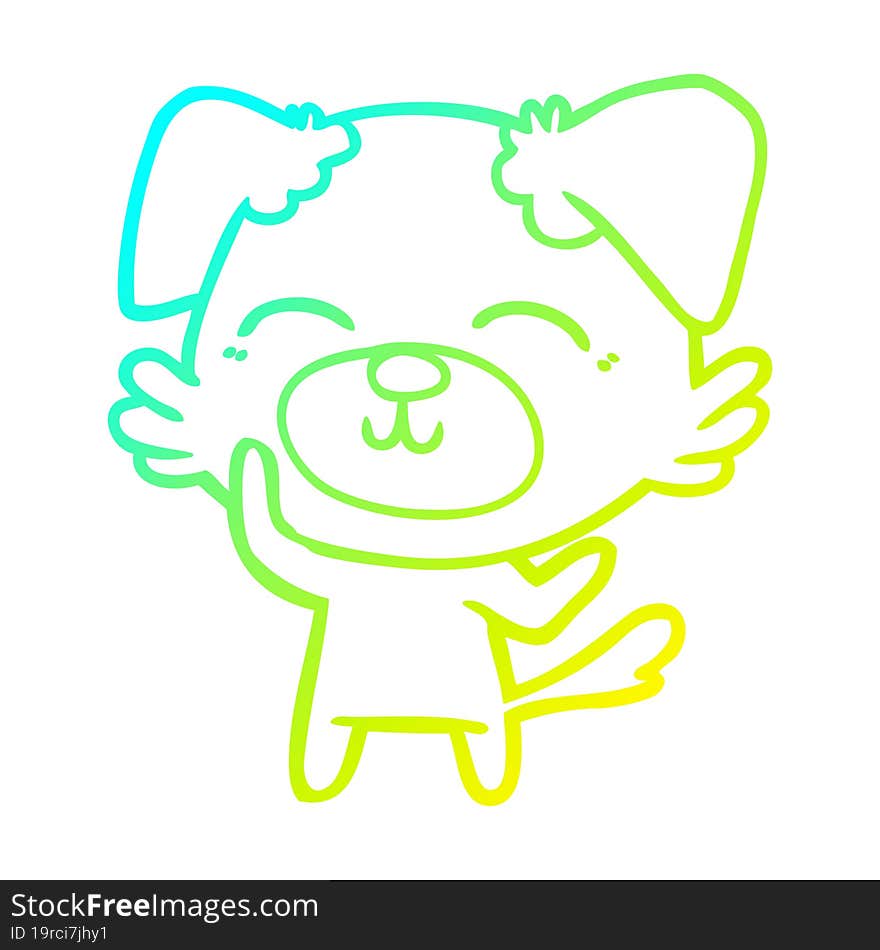 Cold Gradient Line Drawing Cartoon Dog