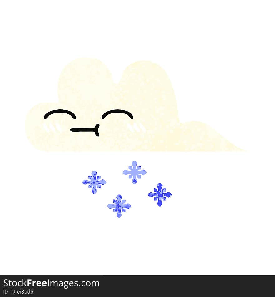 Retro Illustration Style Cartoon Snow Cloud