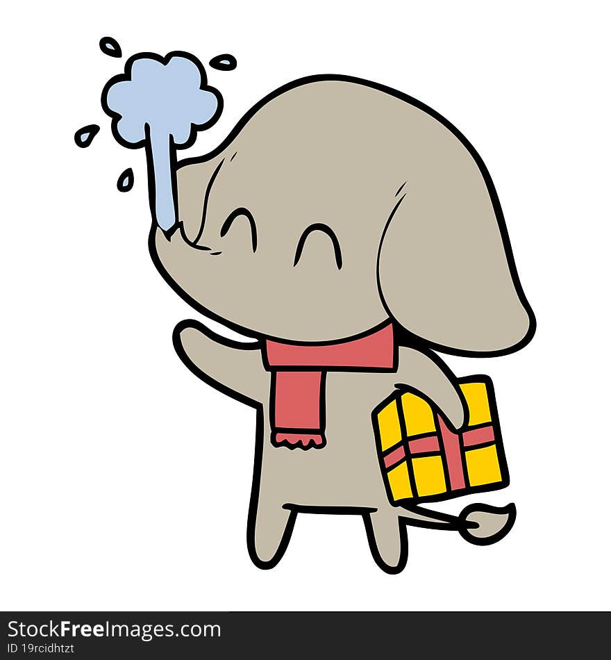 cute cartoon elephant spouting water. cute cartoon elephant spouting water