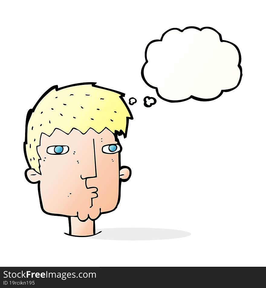 Cartoon Curious Man With Thought Bubble