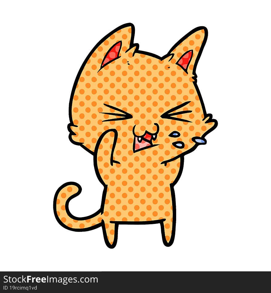 cartoon cat hissing. cartoon cat hissing