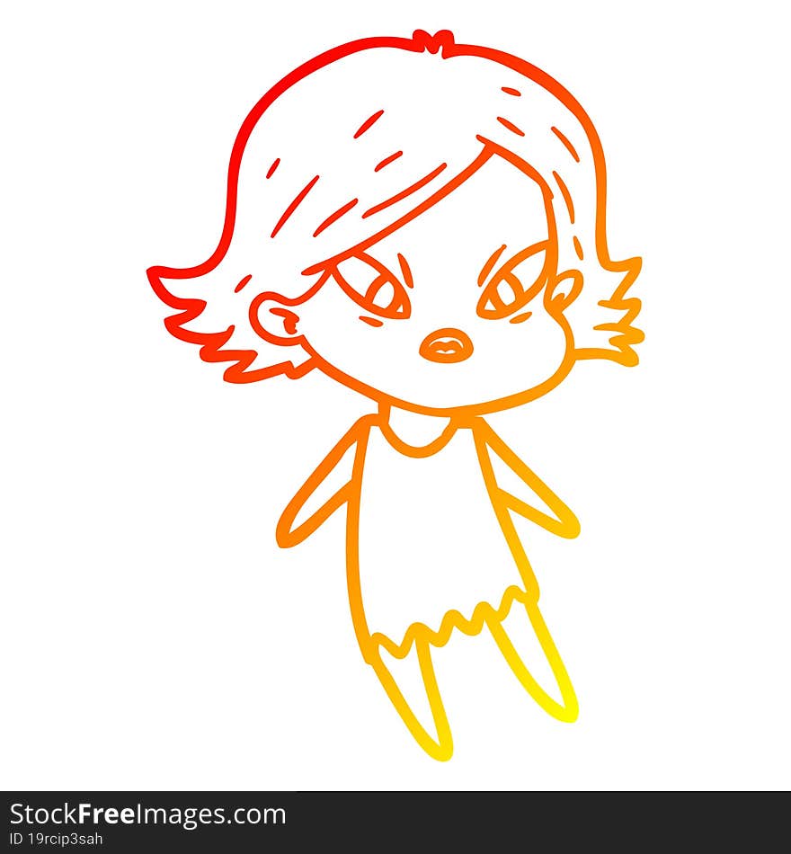 warm gradient line drawing cartoon stressed woman