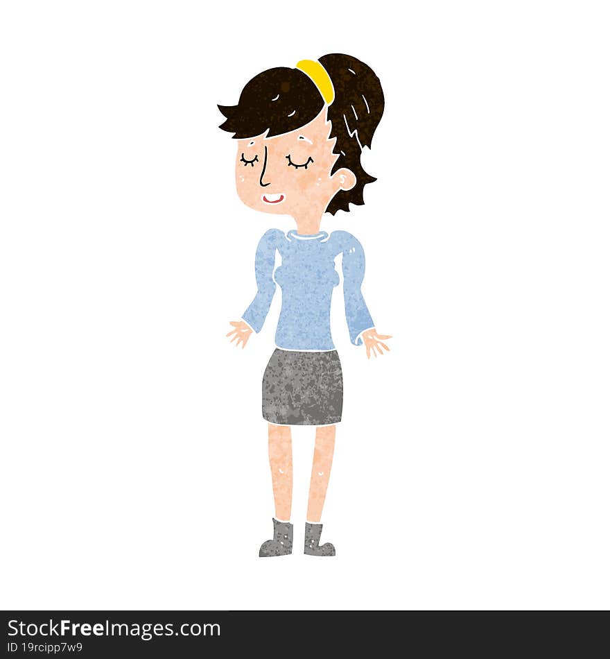 Cartoon Woman Shrugging Shoulders