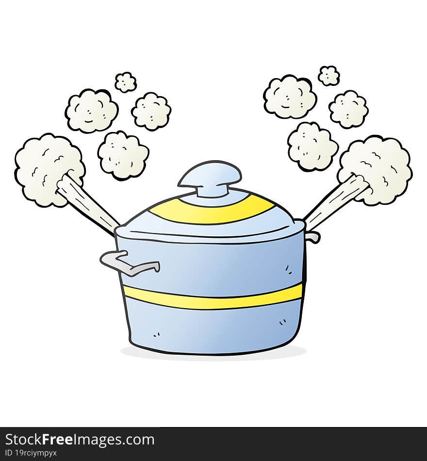 cartoon steaming cooking pot