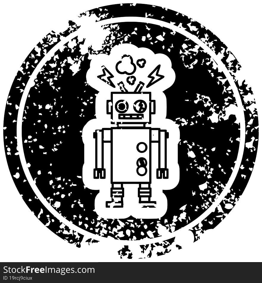 Malfunctioning Robot Distressed Icon