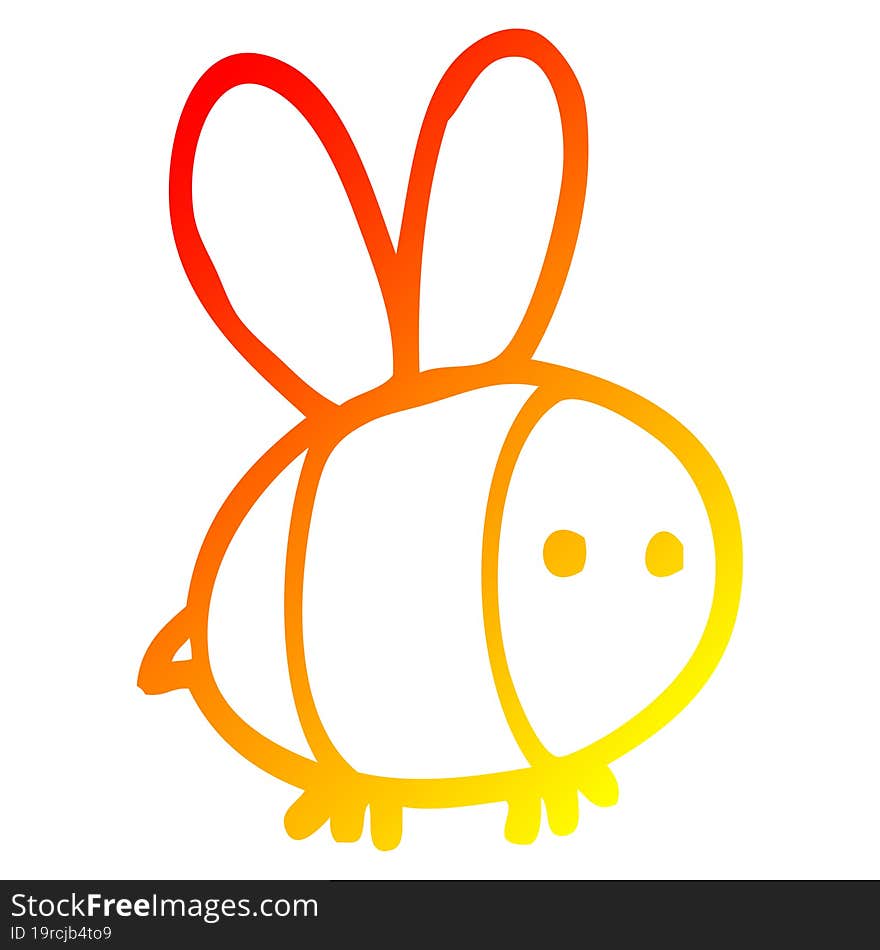 warm gradient line drawing cartoon bee