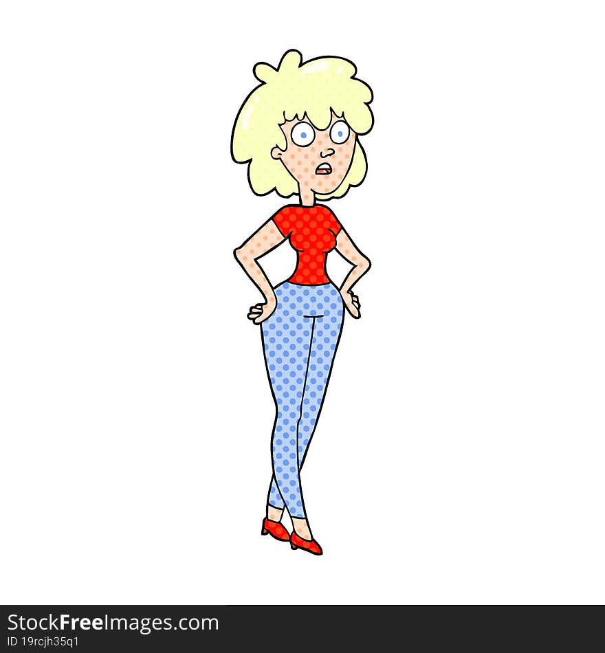 cartoon surprised woman