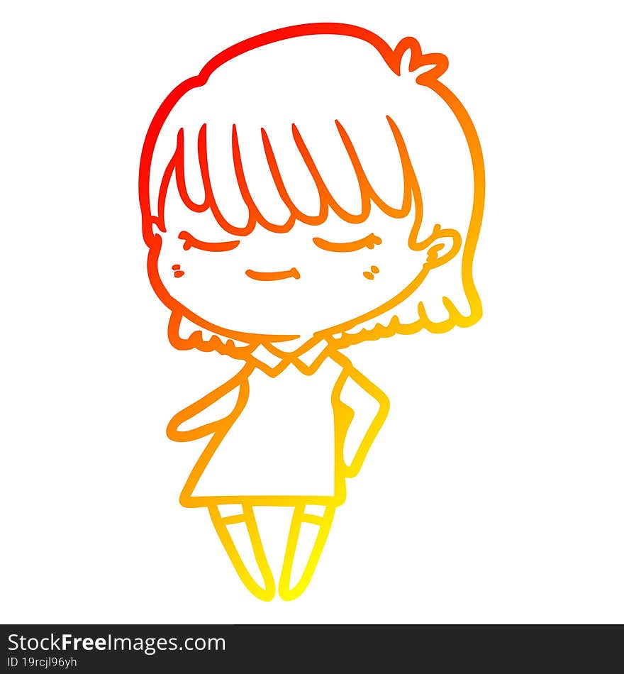 warm gradient line drawing of a cartoon woman