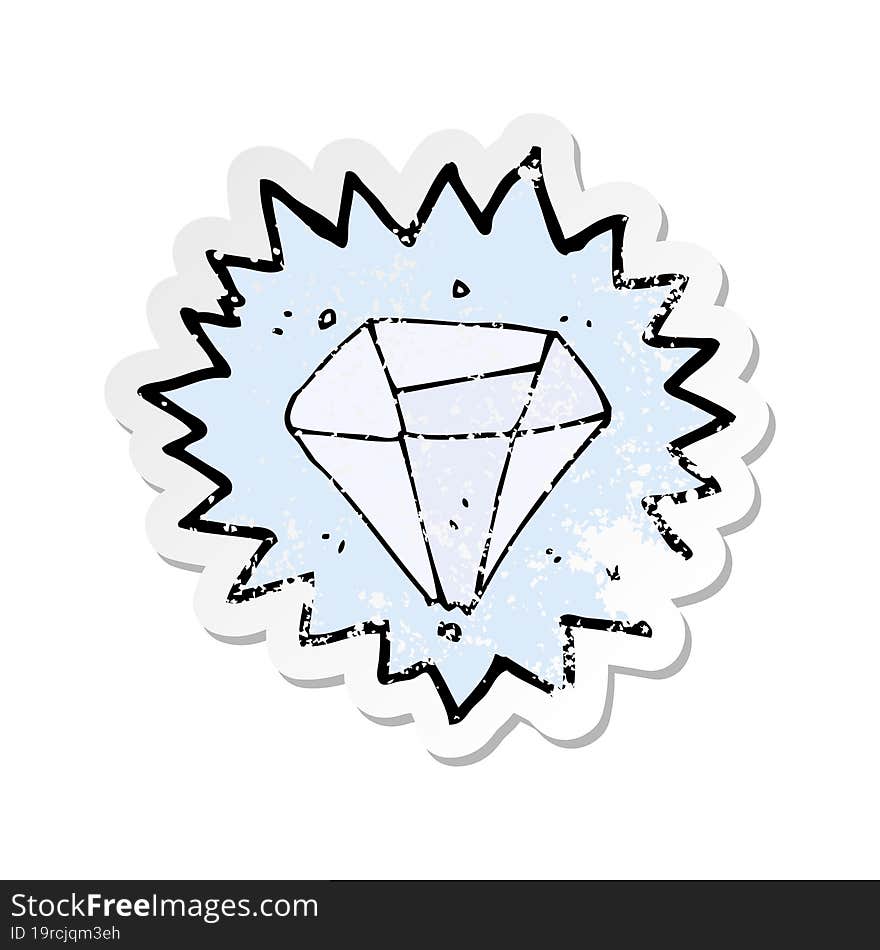 retro distressed sticker of a cartoon diamond