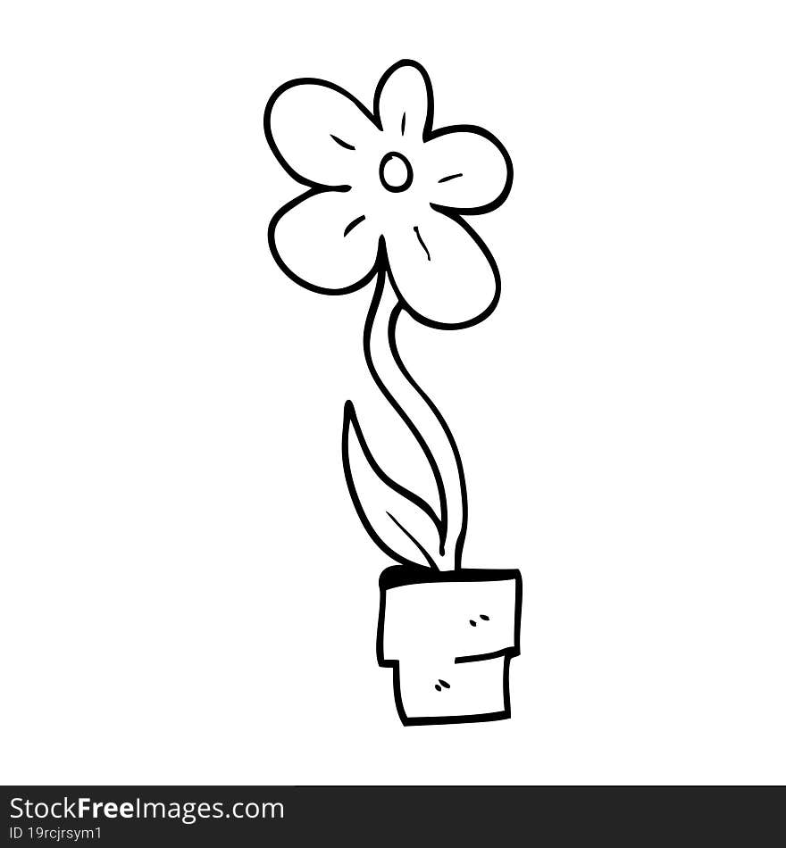 Line Drawing Cartoon Flower Pot