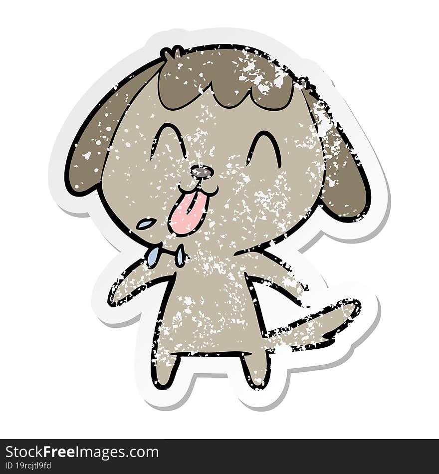 distressed sticker of a cute cartoon dog