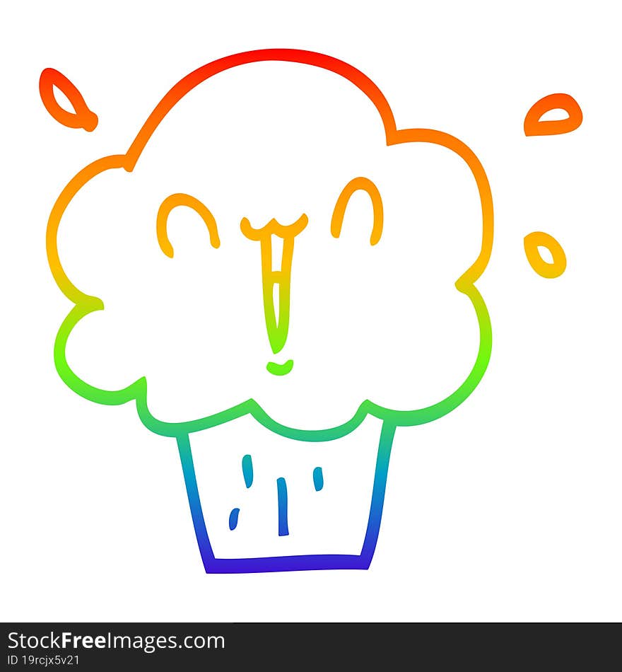 rainbow gradient line drawing cartoon cupcake