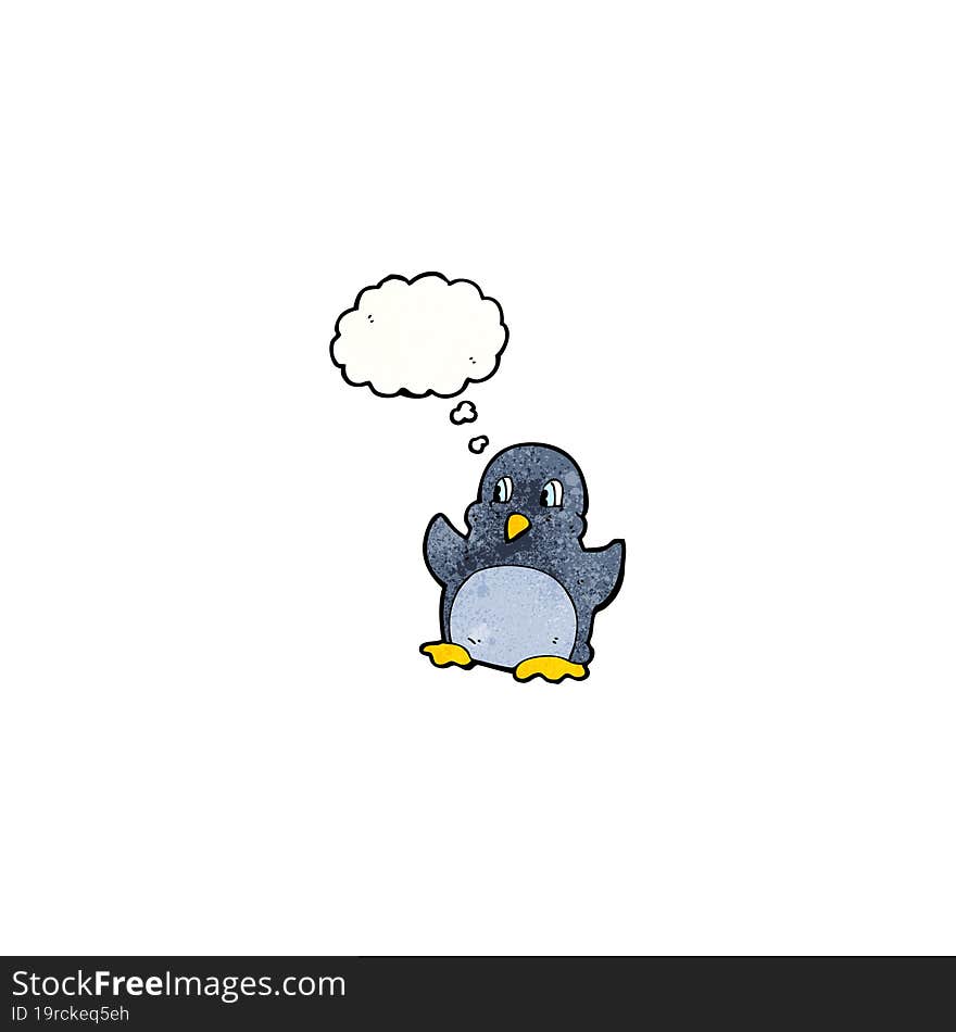 Penguin With Thought Bubble Cartoon