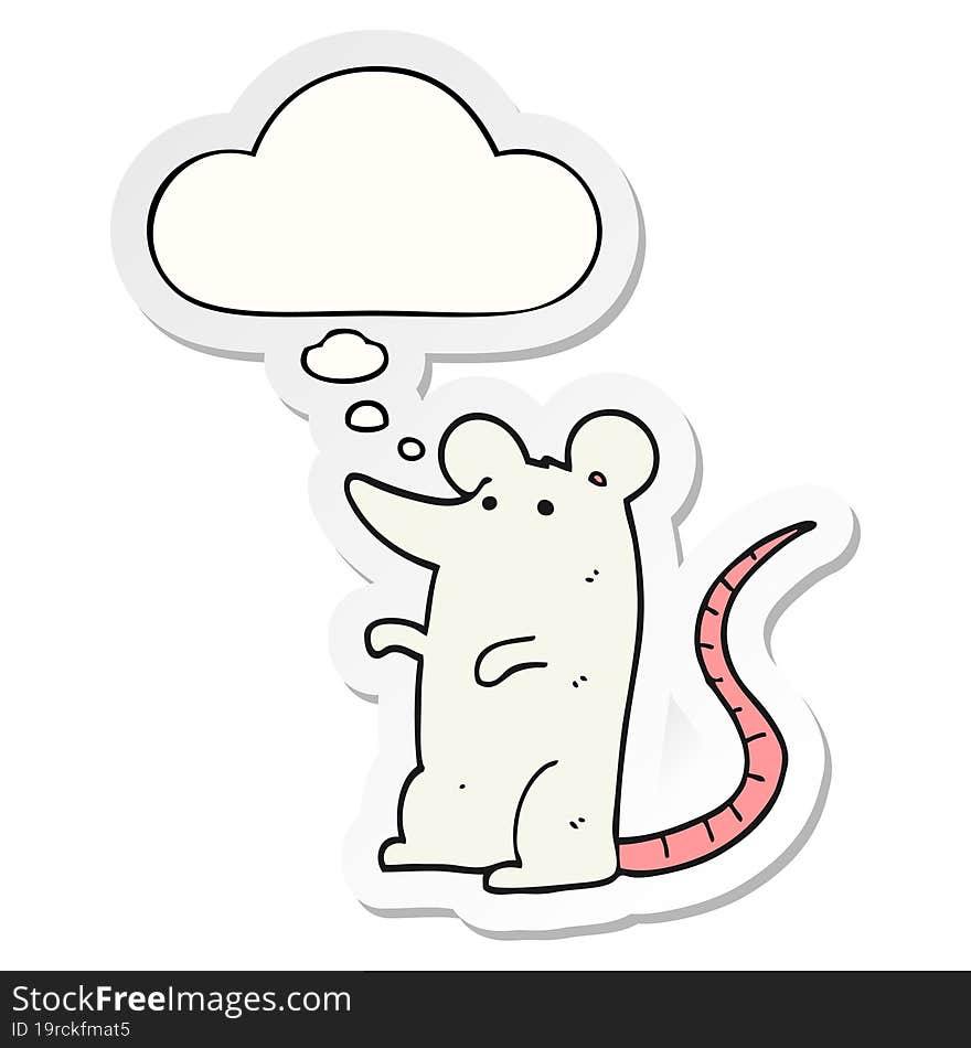 cartoon rat and thought bubble as a printed sticker