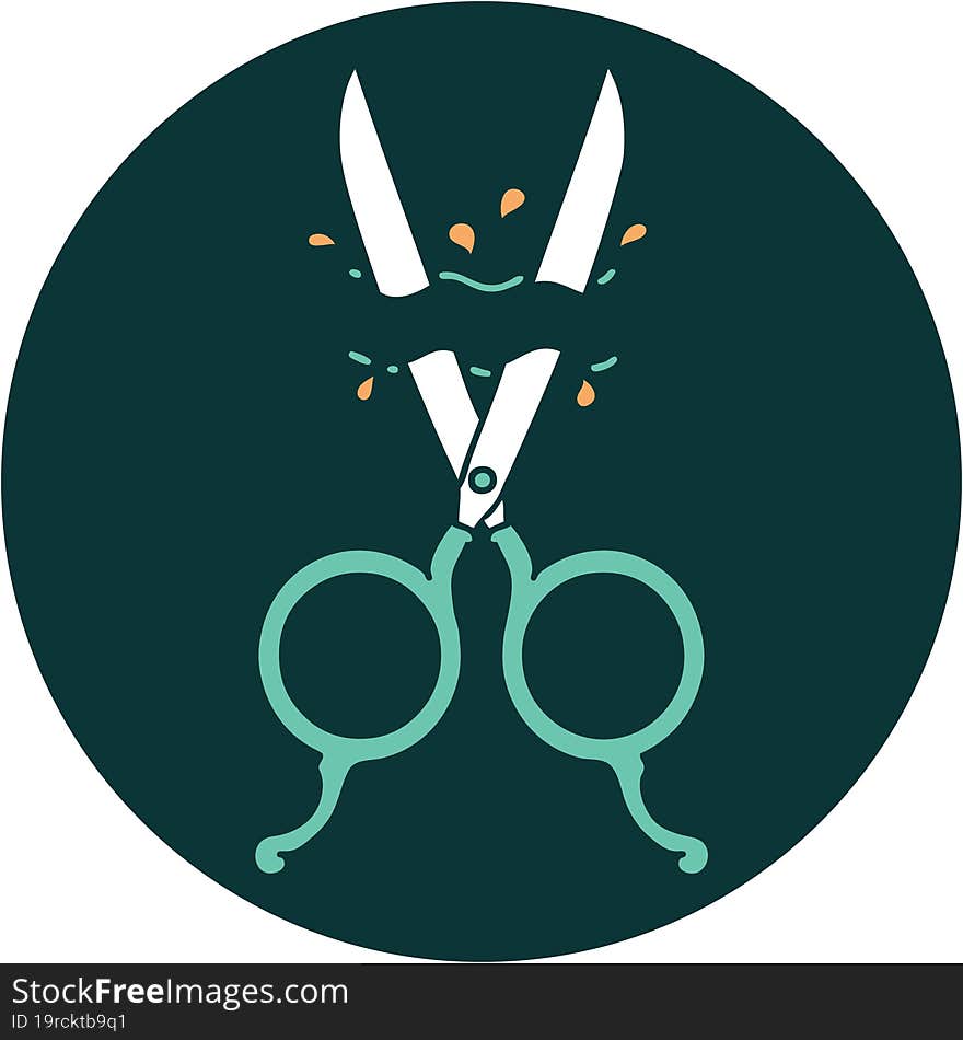 Tattoo Style Icon Of Barber Scissors