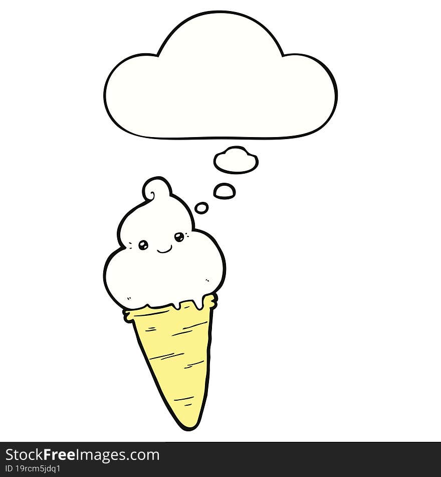 Cartoon Ice Cream And Thought Bubble