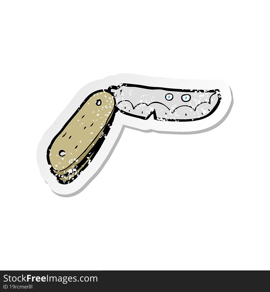 retro distressed sticker of a cartoon folding knife