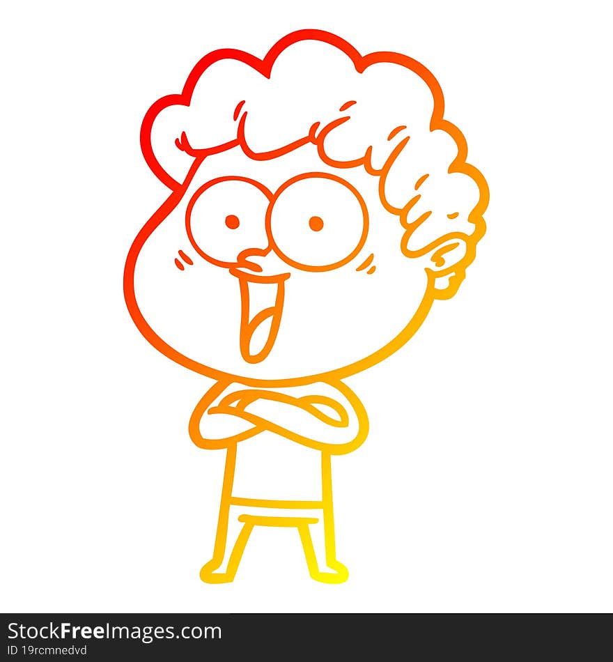 Warm Gradient Line Drawing Cartoon Happy Man