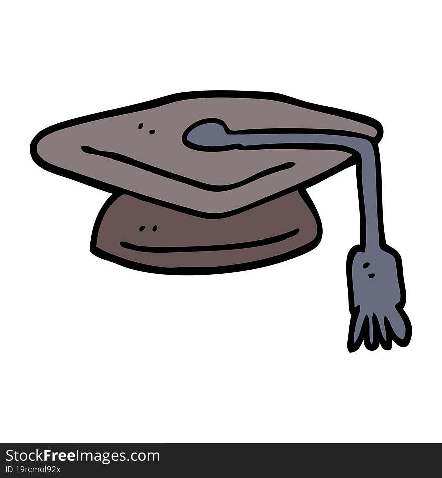 hand drawn doodle style cartoon graduation hat