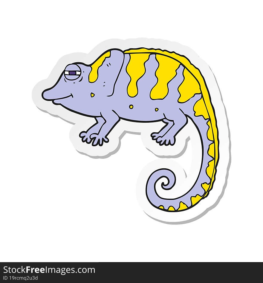 sticker of a cartoon chameleon