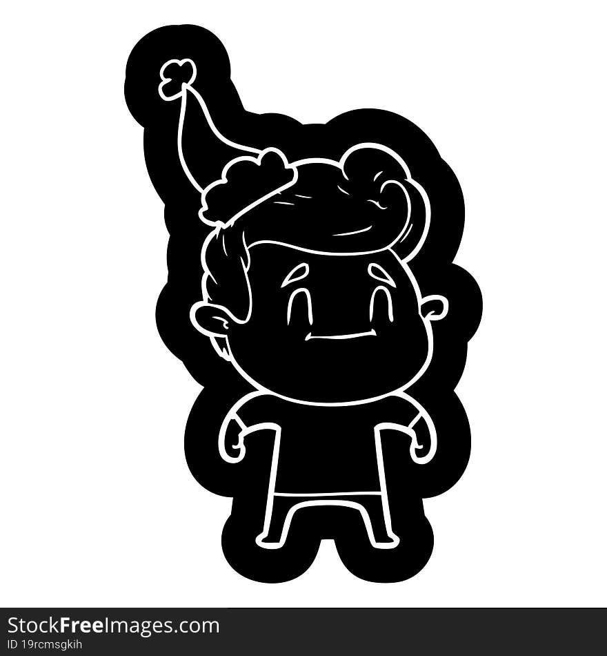 Happy Cartoon Icon Of A Man Wearing Santa Hat