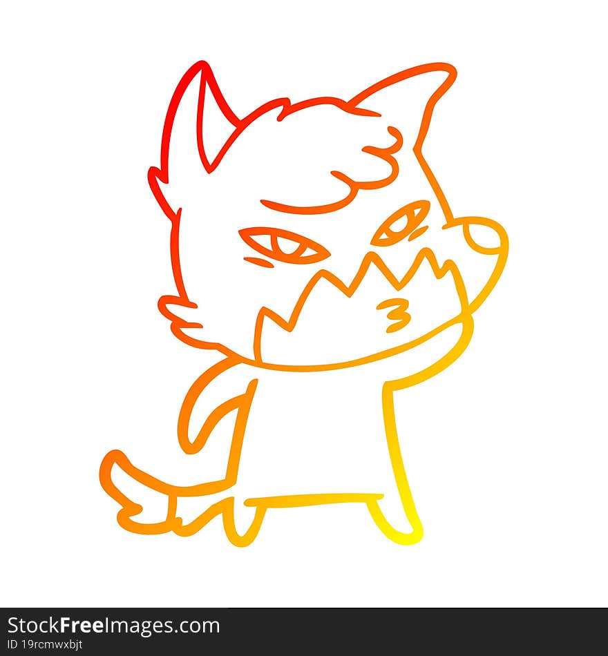 warm gradient line drawing clever cartoon fox