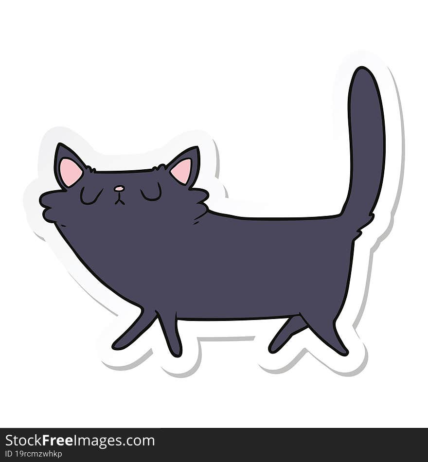 sticker of a cartoon black cat