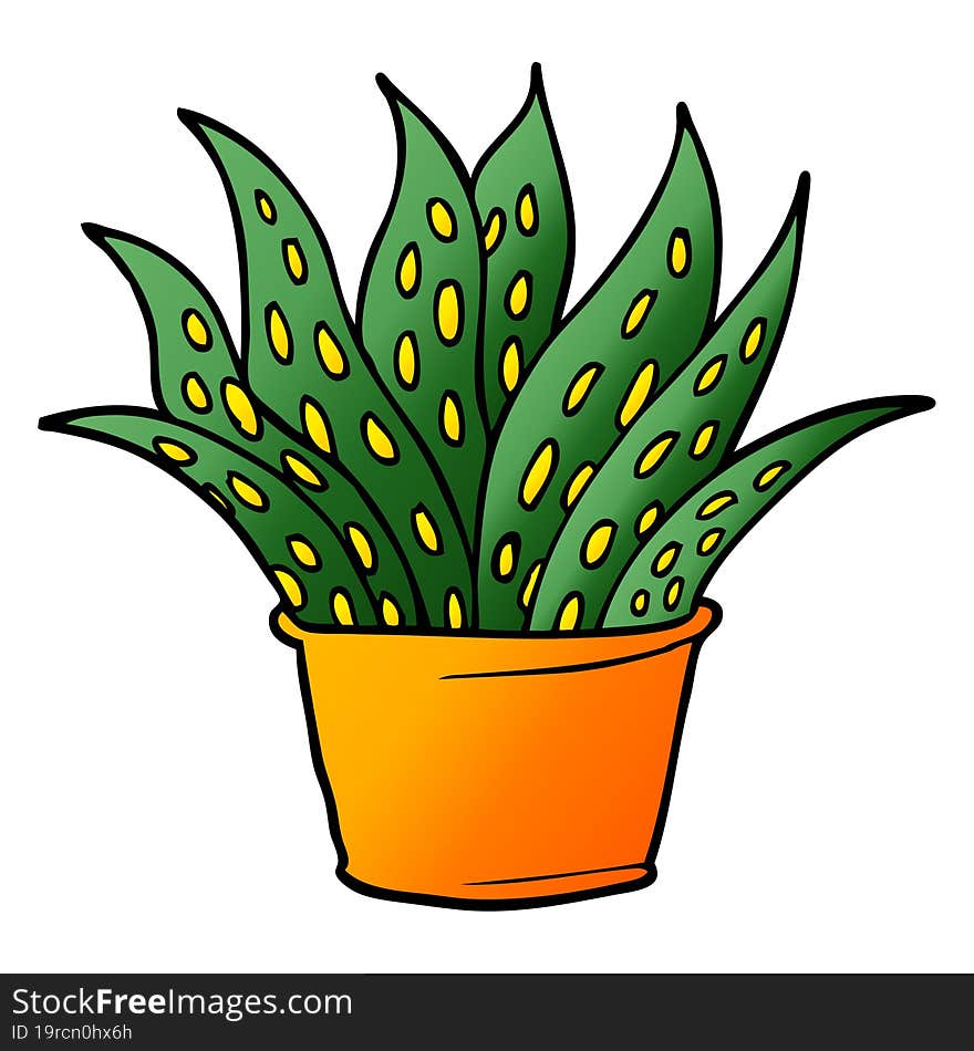 cartoon doodle house plant