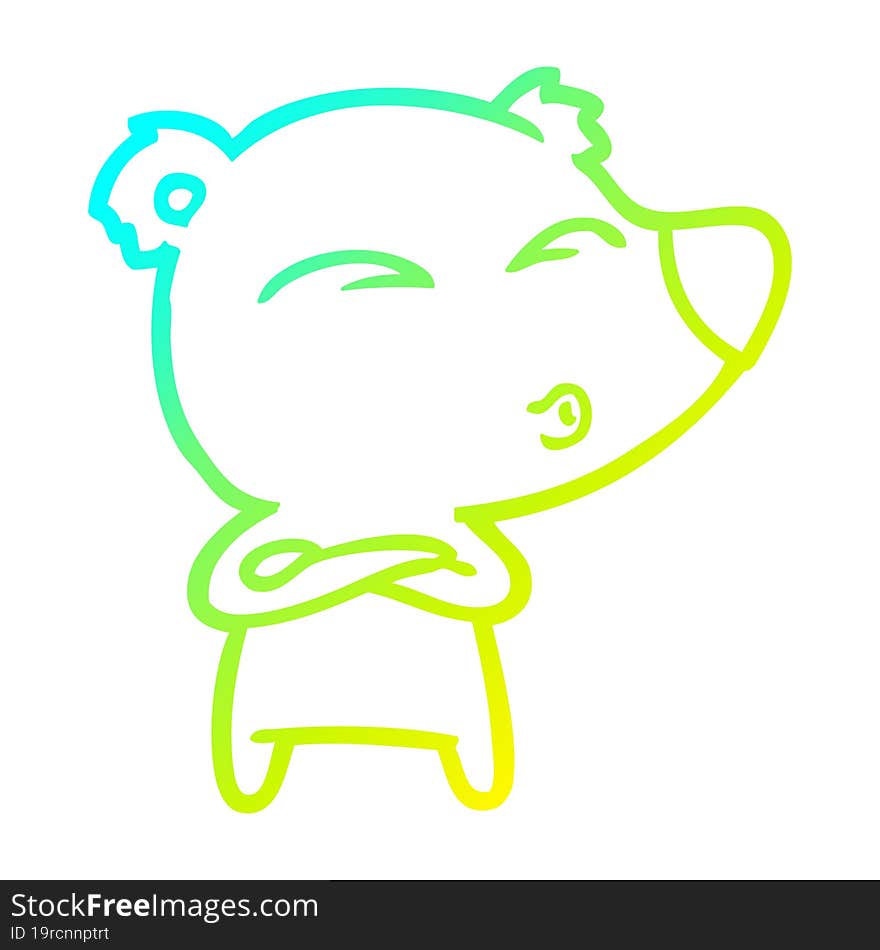 cold gradient line drawing cartoon whistling bear