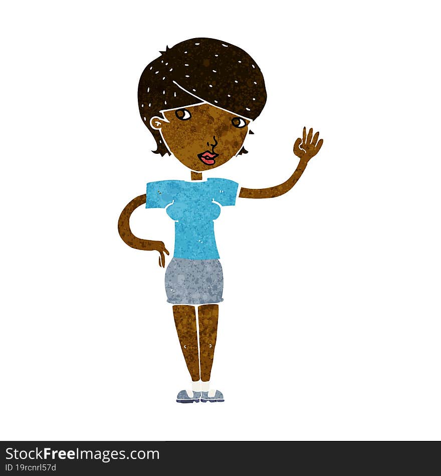 cartoon woman waving