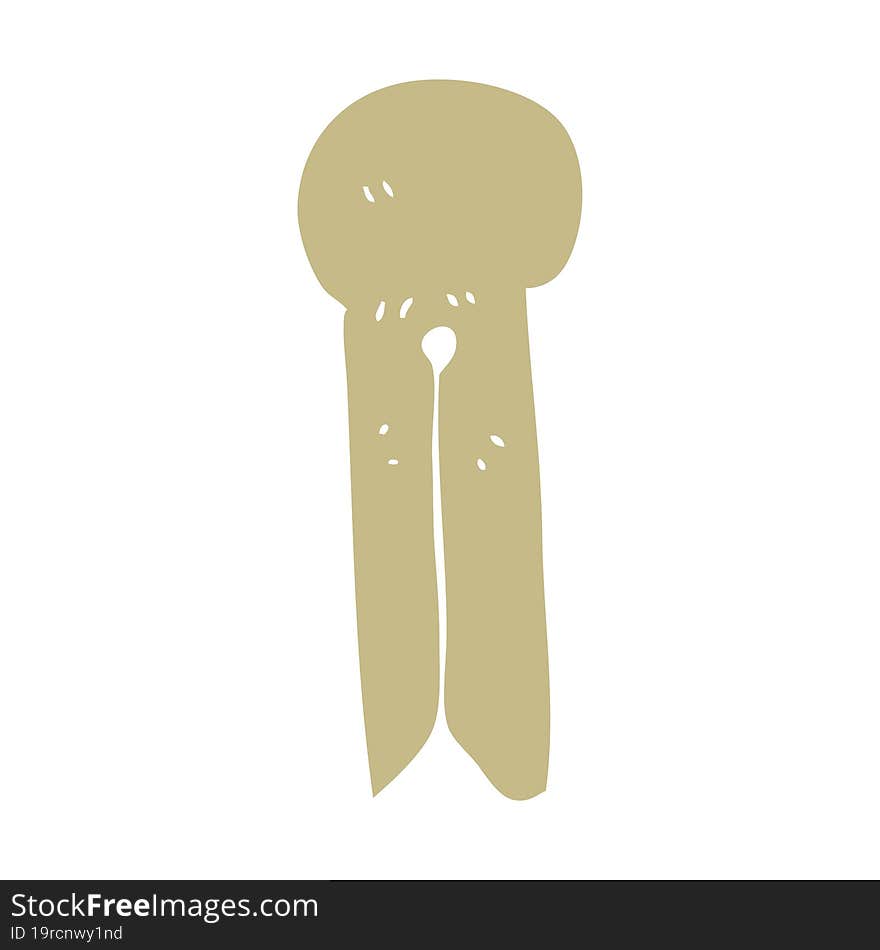 flat color illustration of a cartoon old style wooden peg