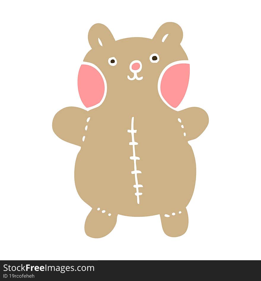 flat color illustration cartoon teddy bear