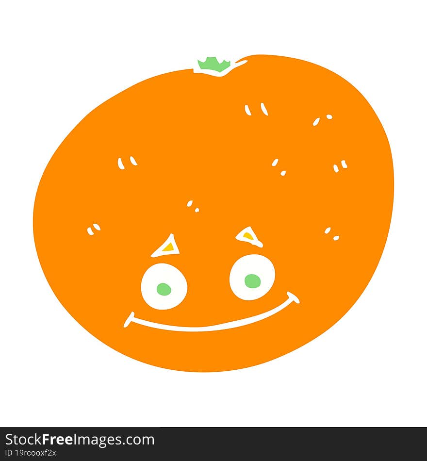 flat color illustration of a cartoon orange